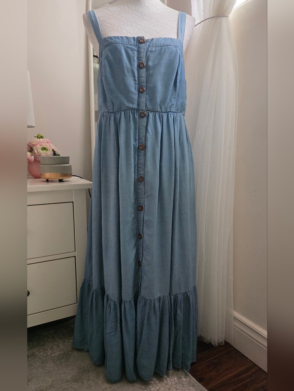 NWOT Torrid Tencel Washed Denim Style Midi Dress With Pockets Torrid Sz 00